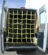 Sicherungsnetz aus Gurtband, LxB 1650x1400 mm, 6x7 Felder, 4 Losenden mit Karabinerhaken, Ratsche 750 daN, blau